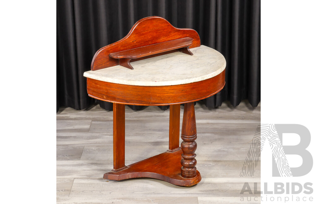 Victorian Mahogany Demi Lune with Marble Top