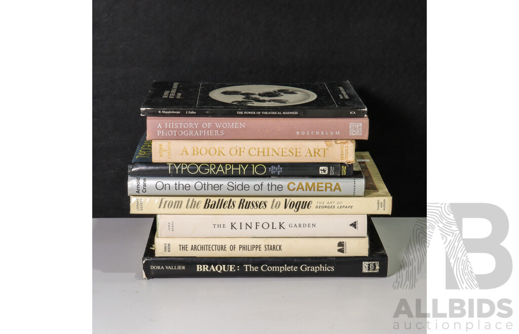 Wonderful Collection of Nine (9) Hardcover Books, Including Architecture of Philippe Starck, the Complete Graphics - Braque, Power of Theatrical Madness - Jan Fabre (Photos by Mapplethorpe) and More