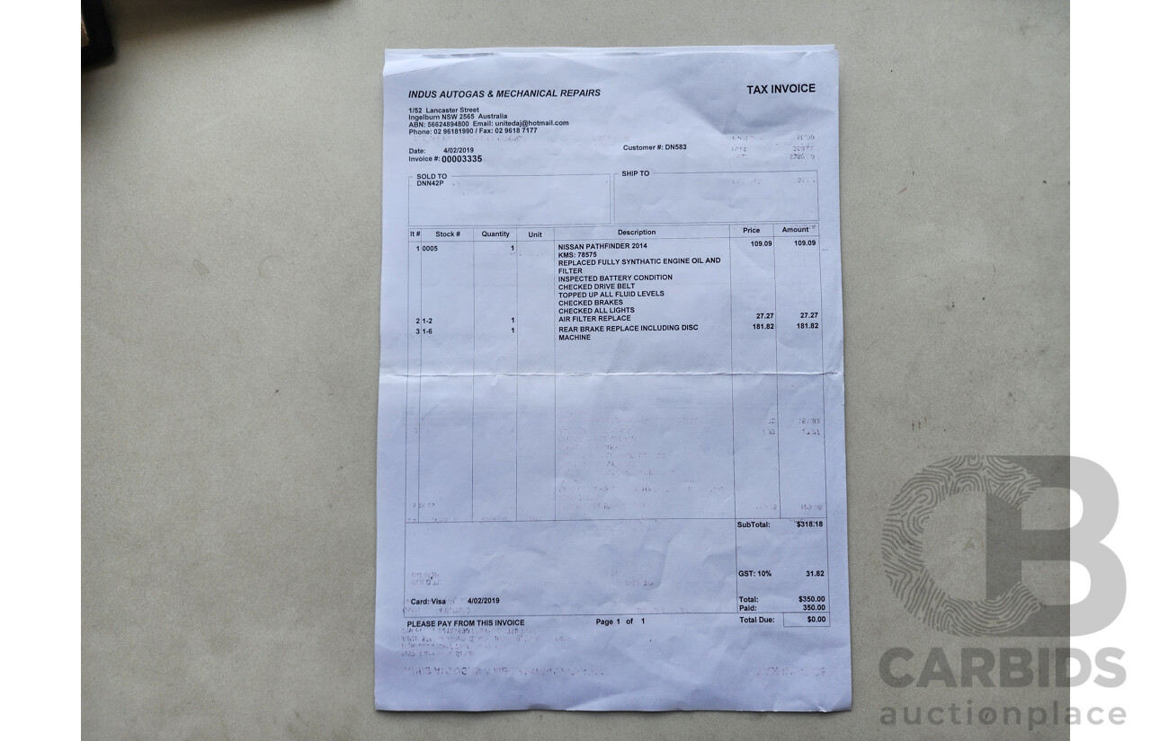 6/2014 Nissan Pathfinder ST (4x2) R52 4d Wagon White 3.5L