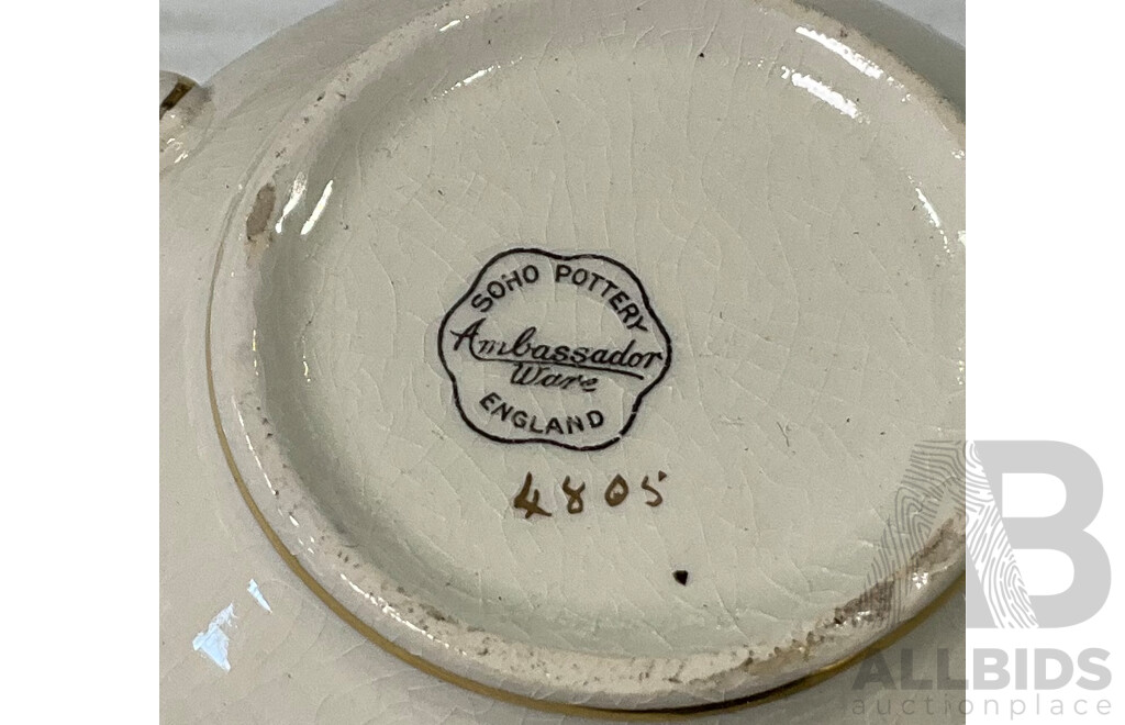 Collection of Eleven Soup Bowls with Lid and Saucer Set by Ambassador Ware Soho Pottery