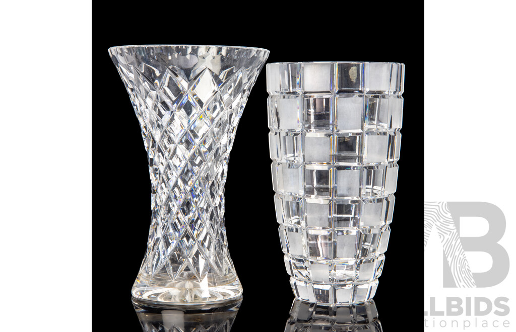 Pair of Unmatched Cut Crystal Vases