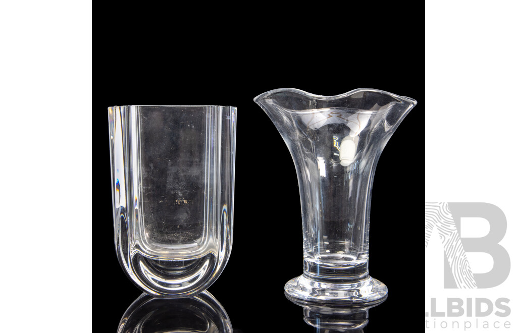 Orrefores Trumpet Vase Togeather with Kosta Boda Art Glass Vase