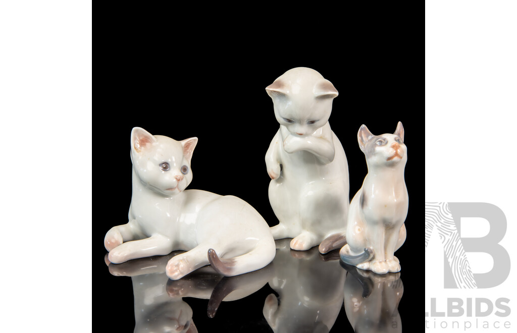 Collection of Three Royal Copenhagen Kitten Figures