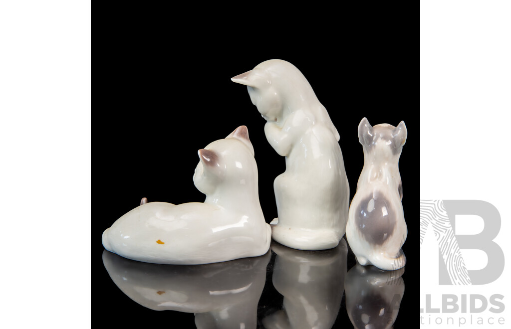Collection of Three Royal Copenhagen Kitten Figures
