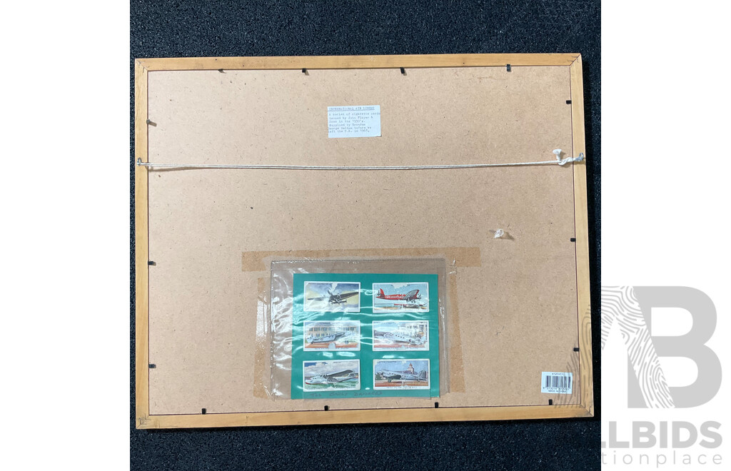 Collection of Vintage John Player & Sons (1930's) International Air Liners Airplane Themed Cigarette Cards - Framed, 44 X 54 Cm (frame)