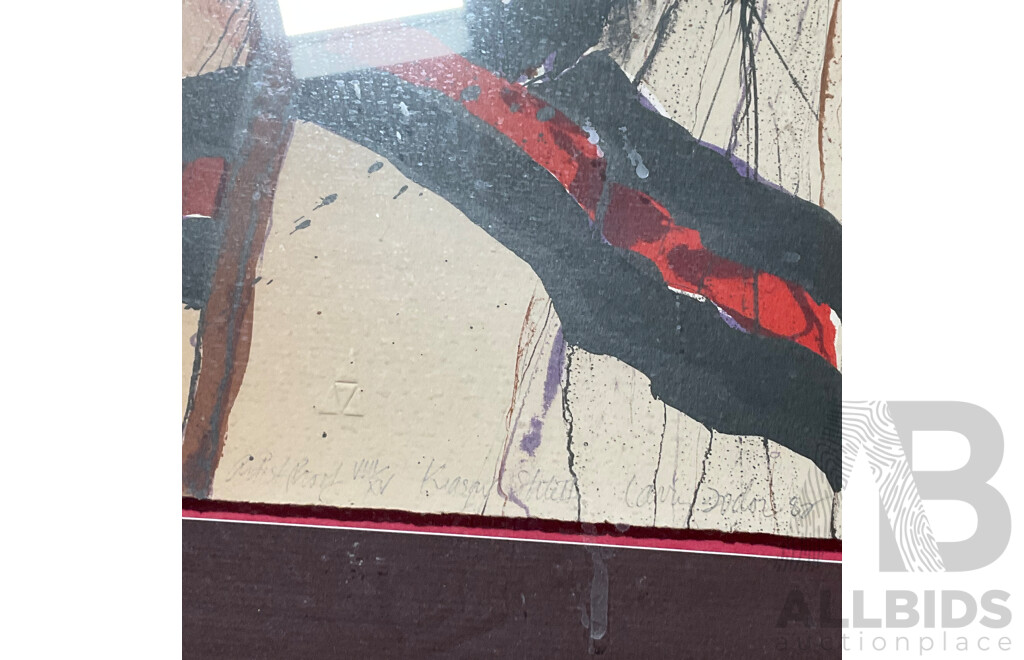 Larry Fodor, USA Cherokee ''Kiasax St II'', Original Handcoloured Stone Lithograph (1982) 111 X 87 Cm (frame)