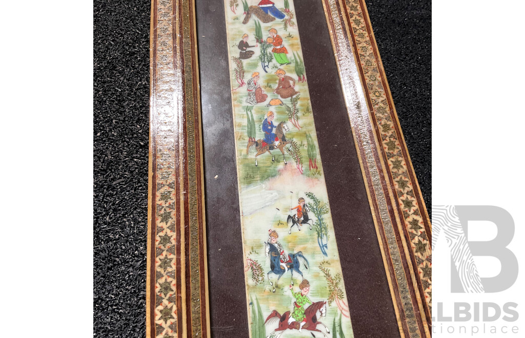 Framed Chinese Stone Rubbing Together with Other Framed Asian Art - Lot of 4