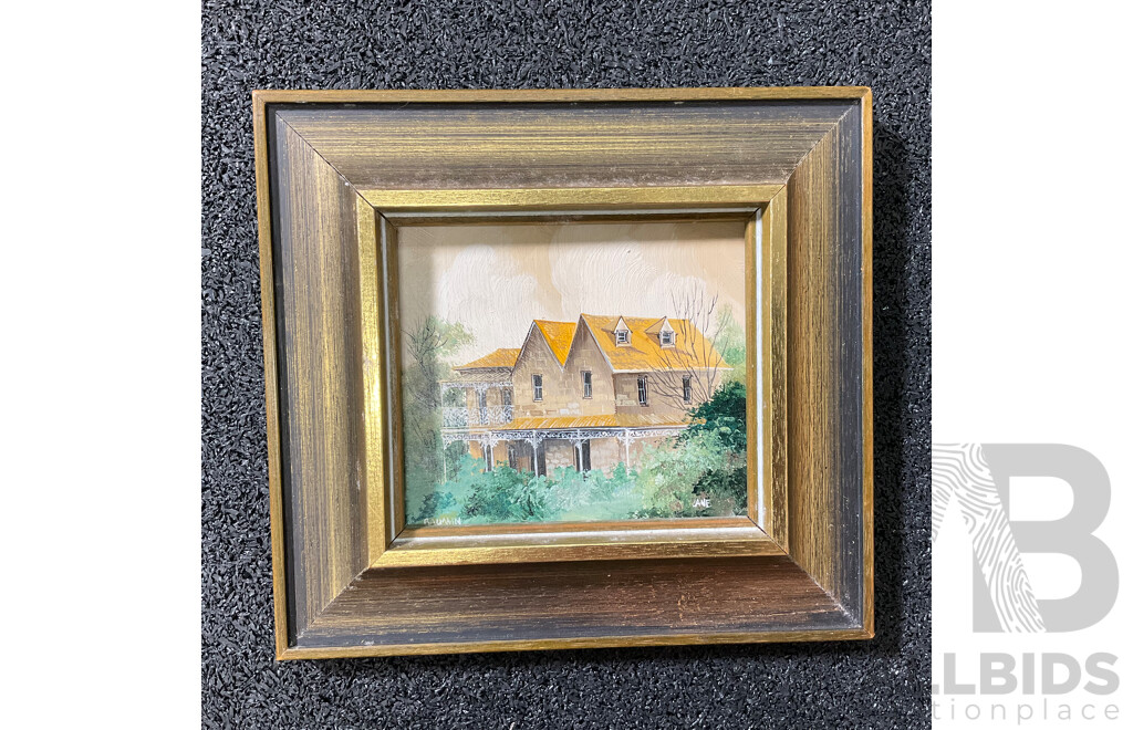 H. Nimmo ''Paddington''  Watercolor, 32 x 27 cm (frame), Lane ''Hunters Hill'' and ''Bailmain'' Oil on Board, 17 x 19 cm (frame) - Lot of 4