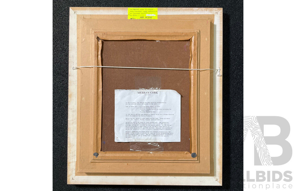 Merran Cork (1945- ) ''Roadside Flowers'' Oil on Board, 59 x 51 Cm (frame)