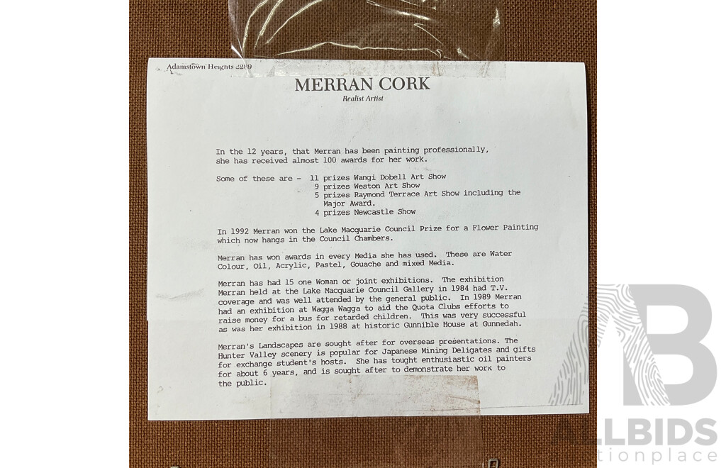 Merran Cork (1945- ) ''Sweat Peas'' Oil on Board, 53 x 63 Cm (frame)