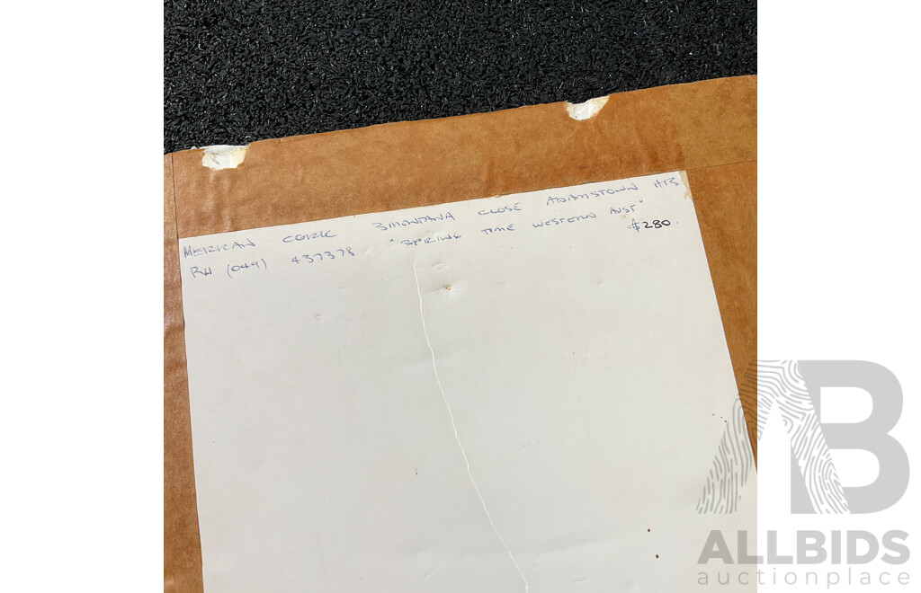 Merran Cork (1945- ) ''Spring Time Western Australia'' Oil on Canavas, 23 x 13 Cm (image)