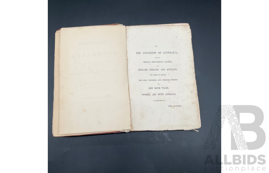 the THREE COLONIES of AUSTRALIA by Samuel Sidney - First Edition 1852