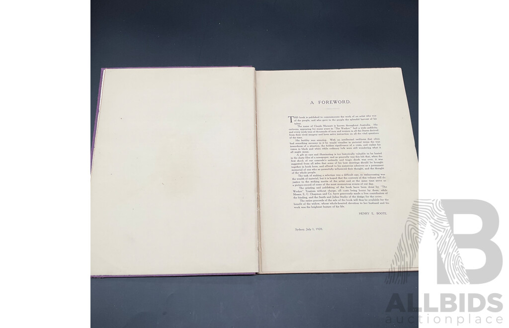 Memorial Volume of CARTOONS by Claude Marquet, Published in Sydney 1920