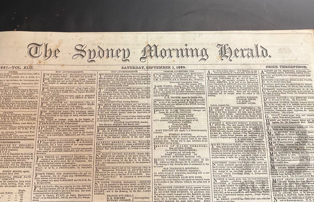 Antique Bound Volume of the Sydney Morning Herald, September - December, 1860