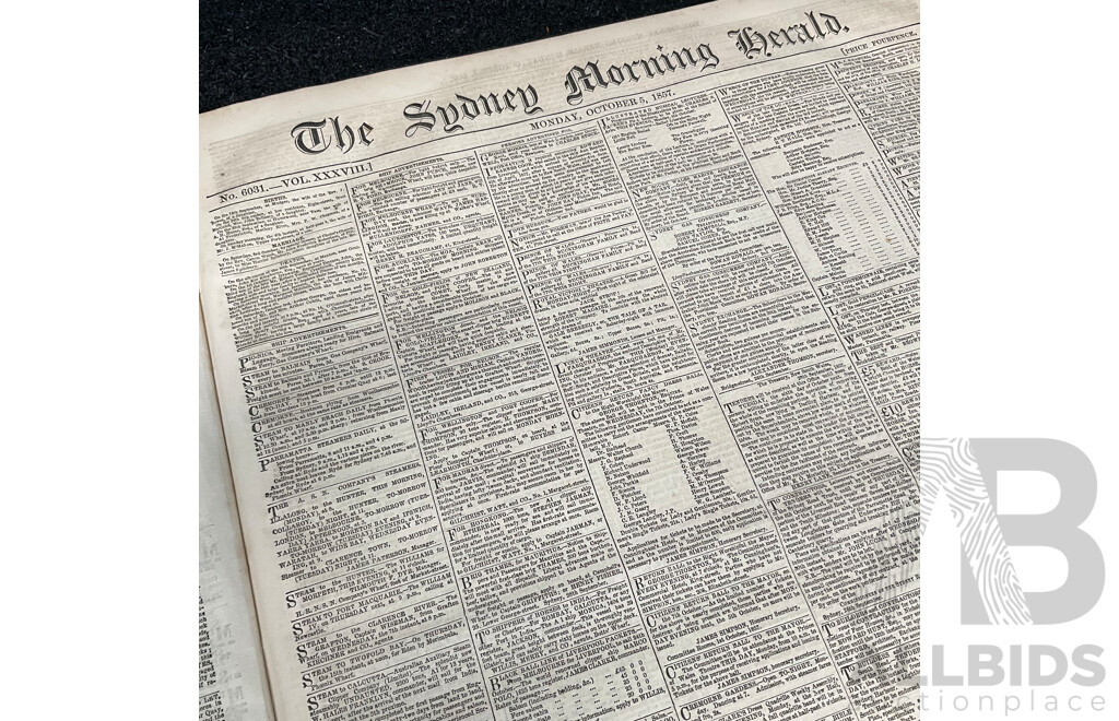 Antique Bound Volume of the Sydney Morning Herald - 3 / 1857