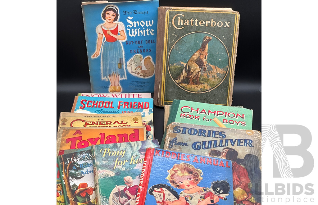 Assorted Vintage Children's Books, Including Stories From Gulliver, Chatterbox, Disney's Snow White and More - Lot of 14