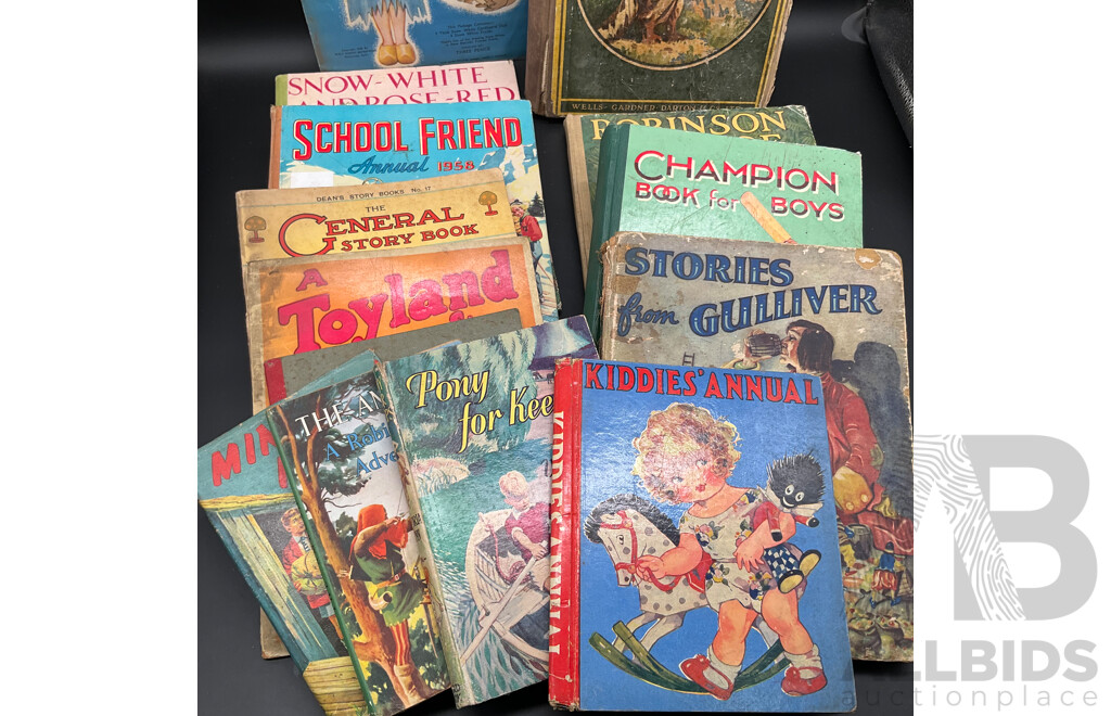 Assorted Vintage Children's Books, Including Stories From Gulliver, Chatterbox, Disney's Snow White and More - Lot of 14