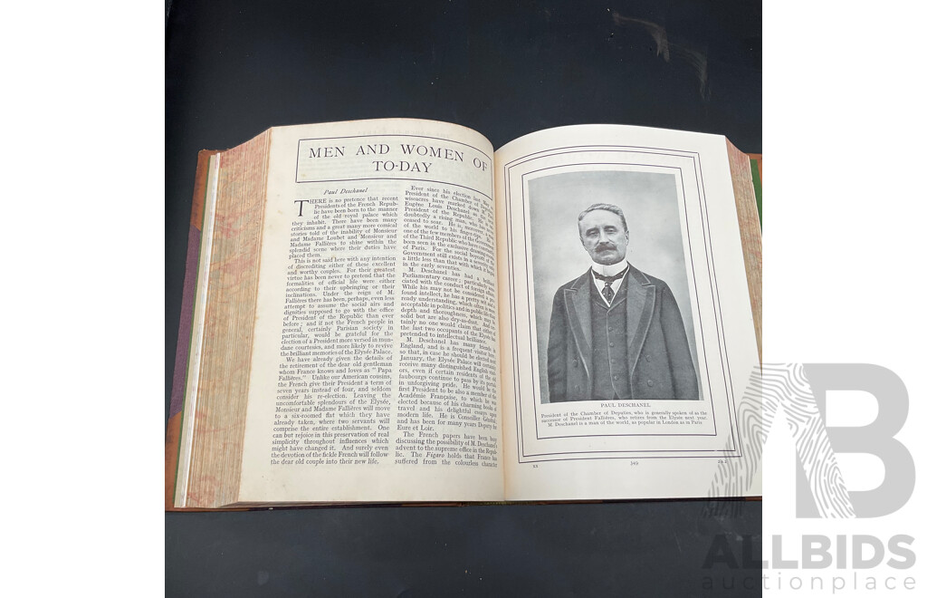 Vintage Leathr-Bound Volumes of THE WORLD'S WORK Magazine, Volumes 20, 27, 31, 39- Lot of 4