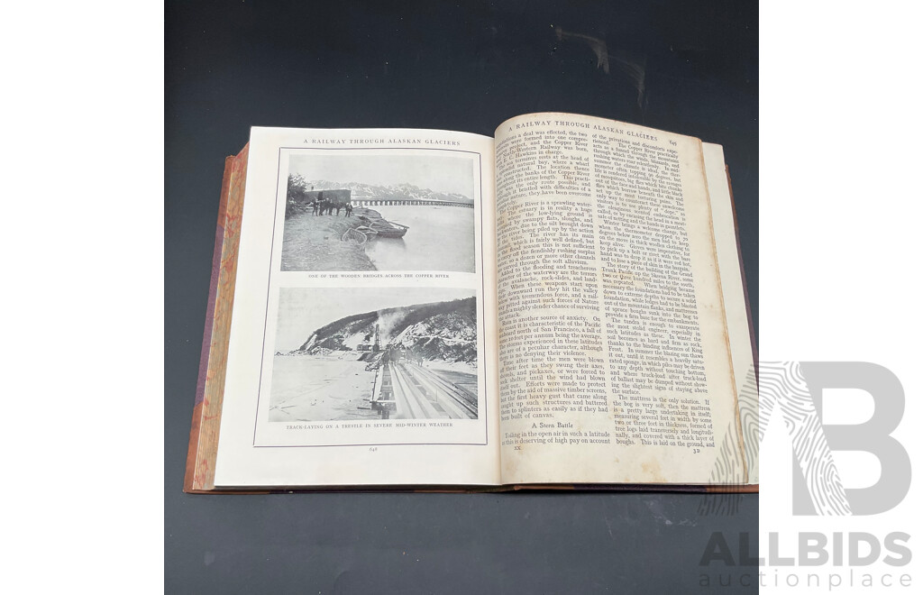 Vintage Leathr-Bound Volumes of THE WORLD'S WORK Magazine, Volumes 20, 27, 31, 39- Lot of 4