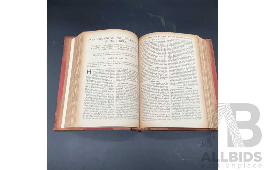 Vintage Leathr-Bound Volumes of THE WORLD'S WORK Magazine, Volumes 20, 27, 31, 39- Lot of 4