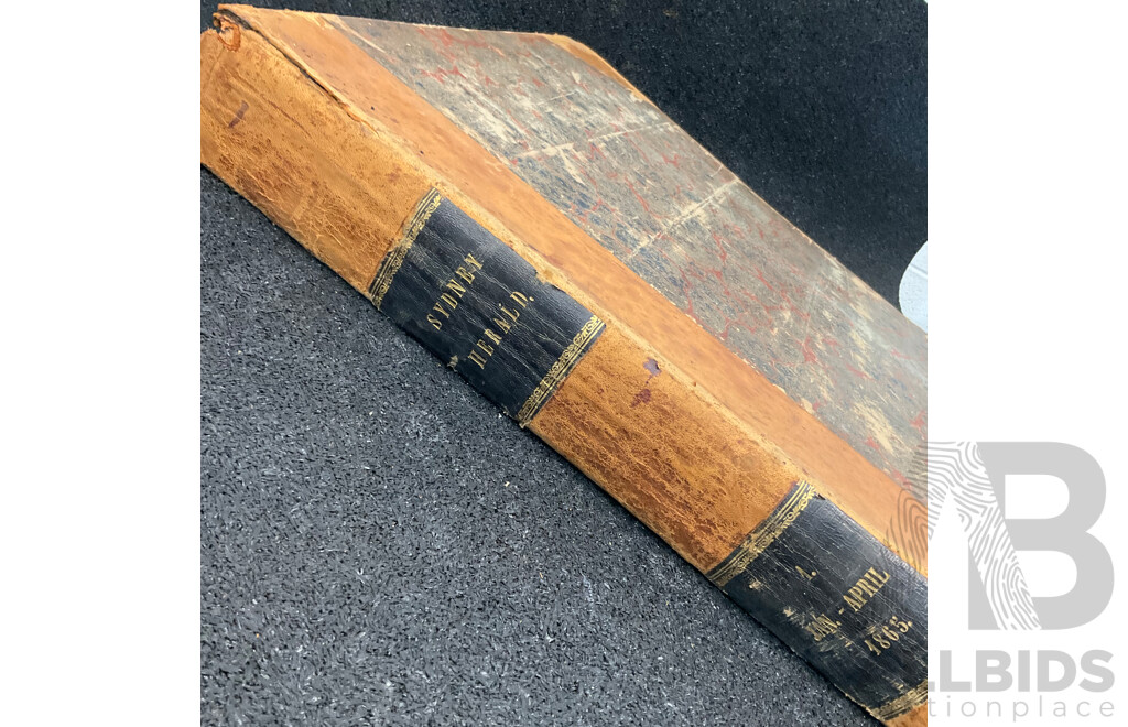 Antique Bound Volume of the Sydney Morning Herald - Jan - April 1865