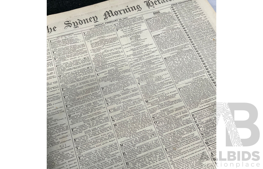 Antique Bound Volume of the Sydney Morning Herald - Jan - April 1865