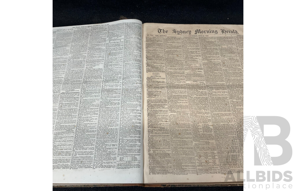 Antique Bound Volume of the Sydney Morning Herald - 2/1858