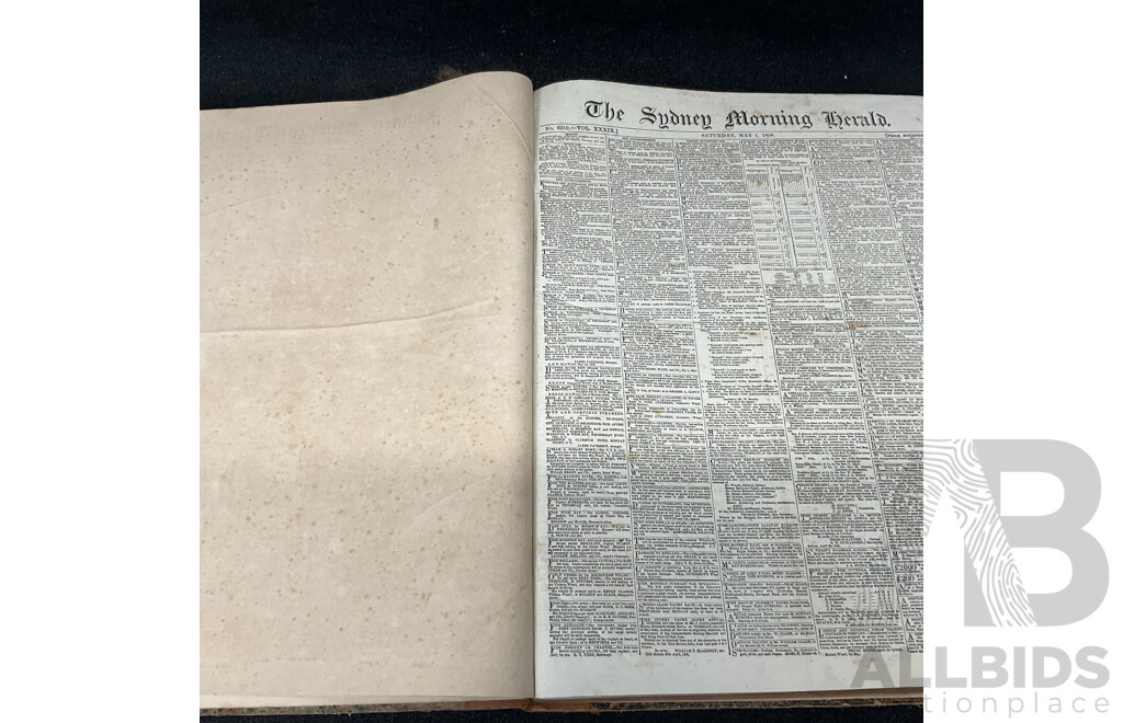 Antique Bound Volume of the Sydney Morning Herald - 2/1858