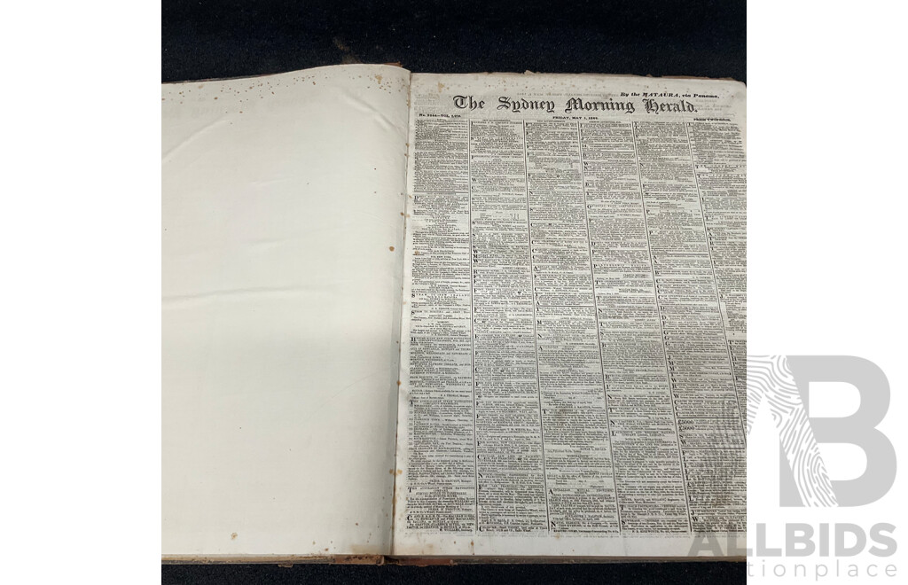 Antique Bound Volume of the Sydney Morning Herald - May to August/1868