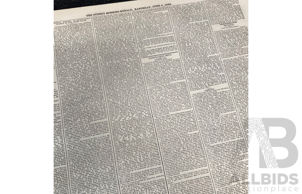 Antique Bound Volume of the Sydney Morning Herald - May to August/1868