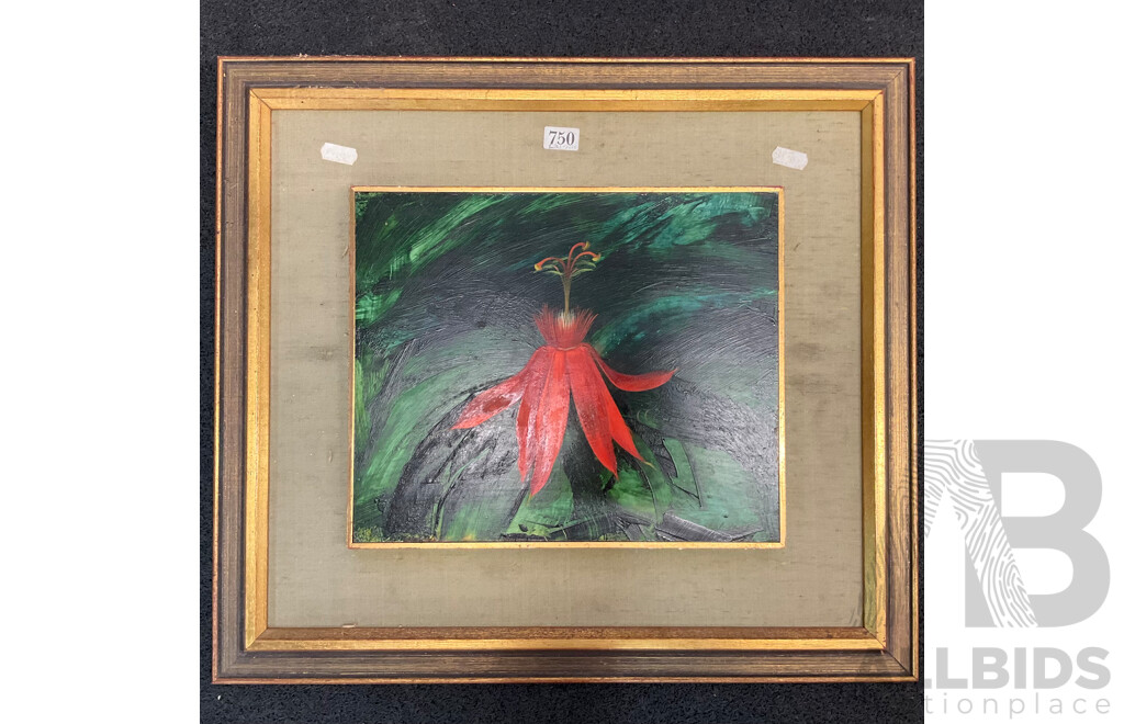 Paul Jones (1921-1997 ) ''New Guinea Flower'' Oil on Board, 50 X 45 Cm (frame)