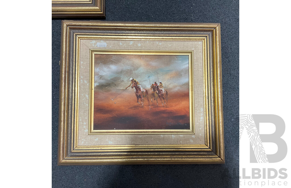 Patrick Kilvington (1922-1990) ''Beat by a Hose'' and ''The Winning Hit'' Oil on Board - Lot of 2