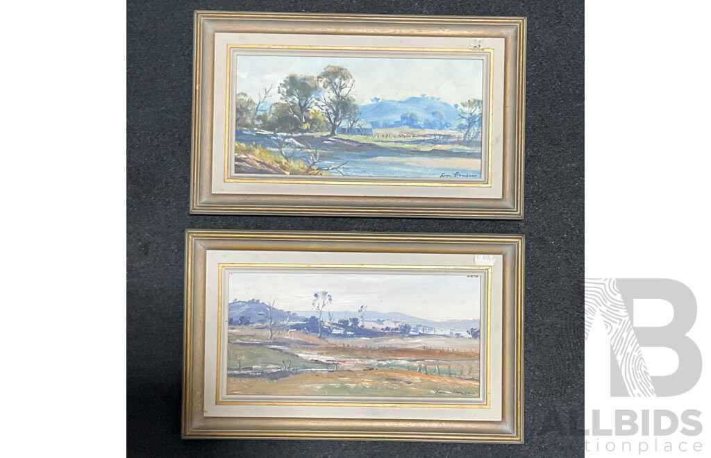 Leon William Hanson (1918-2011) ''The Creek'' and ''Landscape'' Oil on Board, 24 X 39 Cm (frame) - Lot of 2