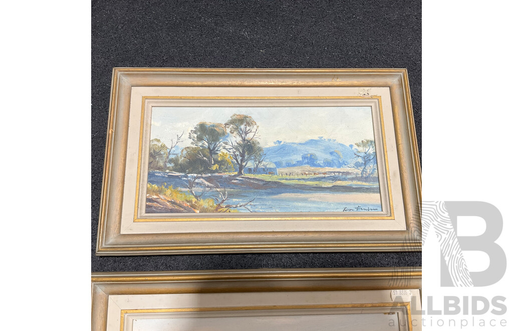 Leon William Hanson (1918-2011) ''The Creek'' and ''Landscape'' Oil on Board, 24 X 39 Cm (frame) - Lot of 2