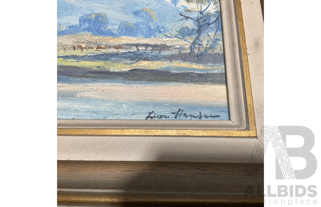 Leon William Hanson (1918-2011) ''The Creek'' and ''Landscape'' Oil on Board, 24 X 39 Cm (frame) - Lot of 2
