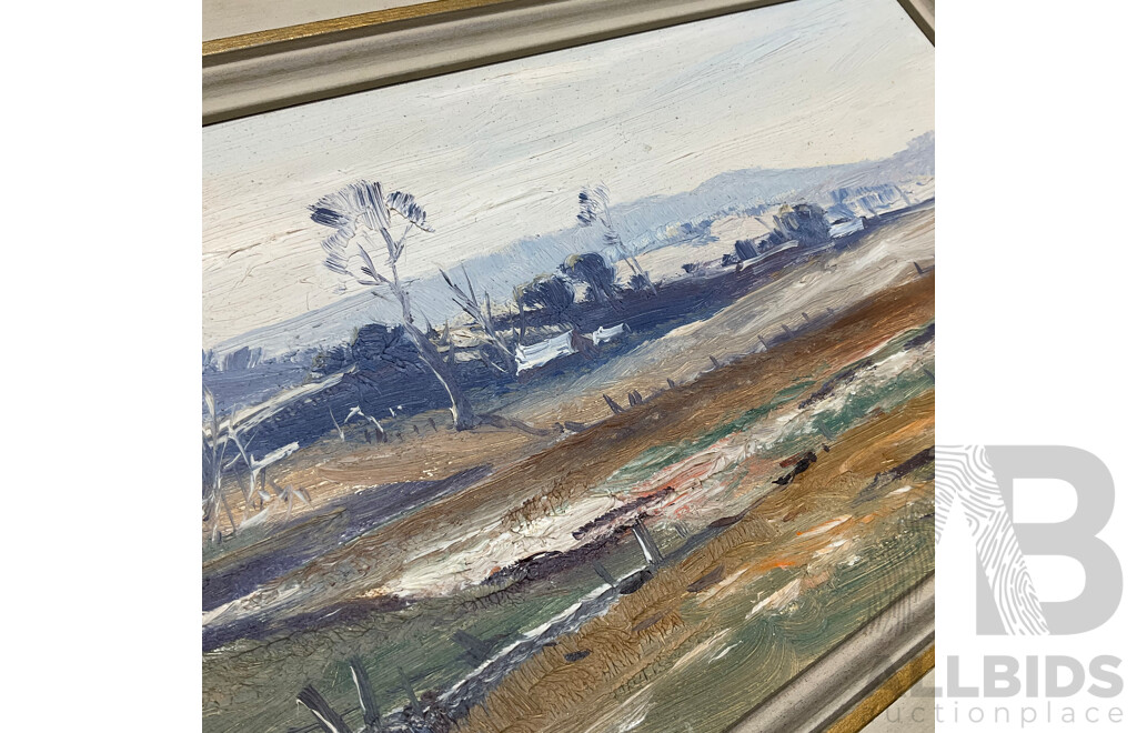 Leon William Hanson (1918-2011) ''The Creek'' and ''Landscape'' Oil on Board, 24 X 39 Cm (frame) - Lot of 2