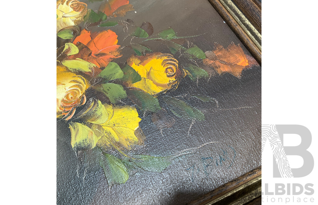 Collection of Floral Painting and Prints in Various Styles, Including Artists H.C.Simpson, M. Gates, WDG and Wsme Farmer - Lot of 6