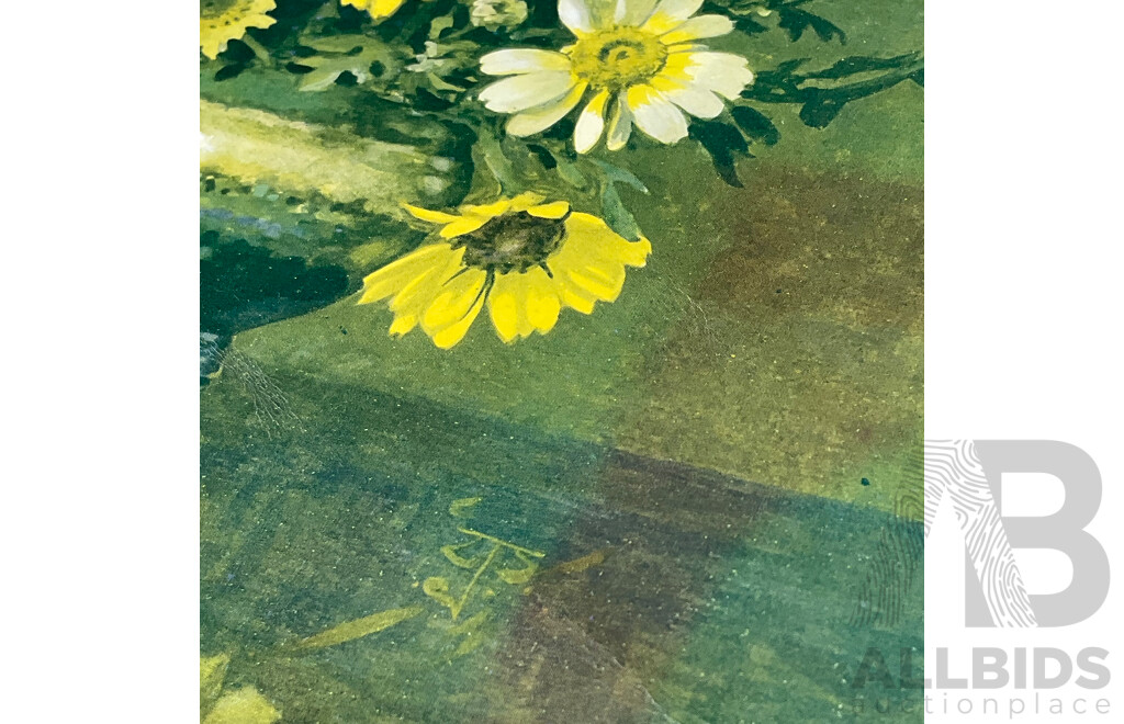 Collection of Floral Painting and Prints in Various Styles, Including Artists H.C.Simpson, M. Gates, WDG and Wsme Farmer - Lot of 6