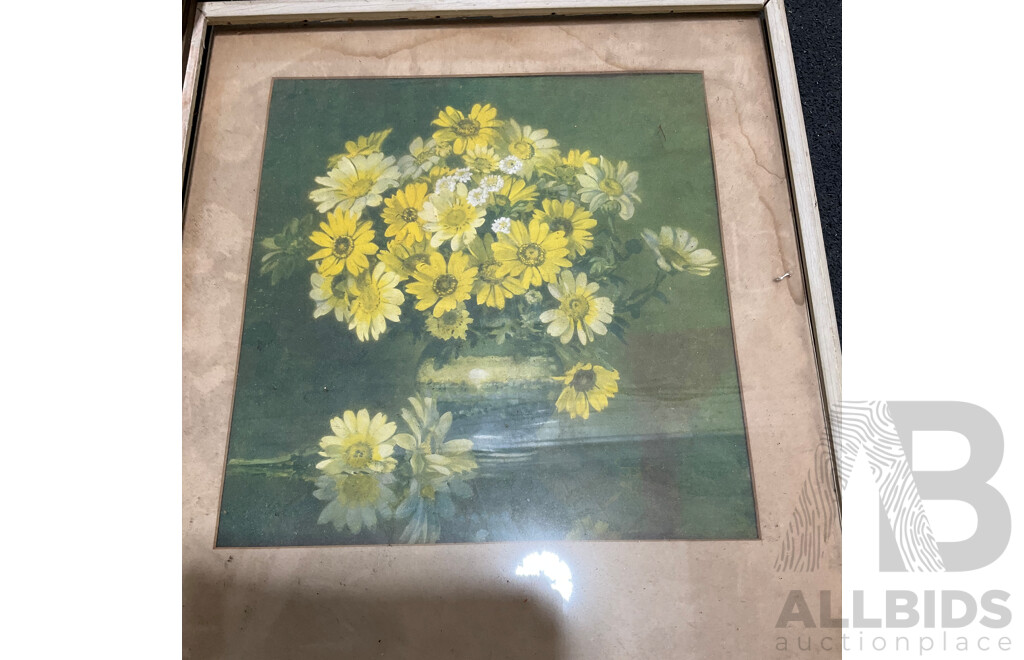 Collection of Floral Painting and Prints in Various Styles, Including Artists H.C.Simpson, M. Gates, WDG and Wsme Farmer - Lot of 6