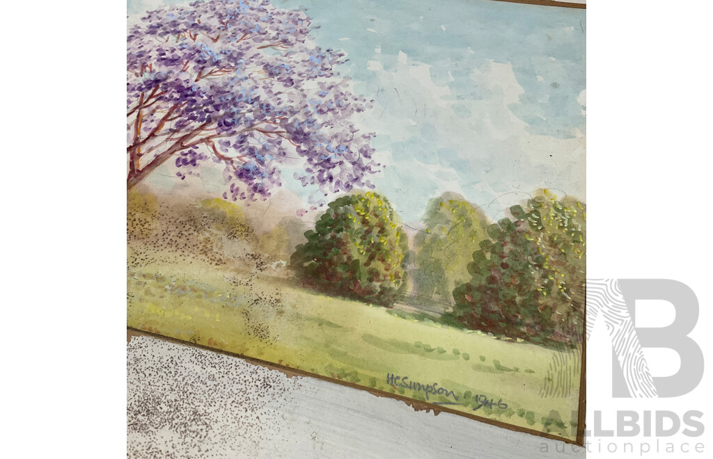 Collection of Floral Painting and Prints in Various Styles, Including Artists H.C.Simpson, M. Gates, WDG and Wsme Farmer - Lot of 6