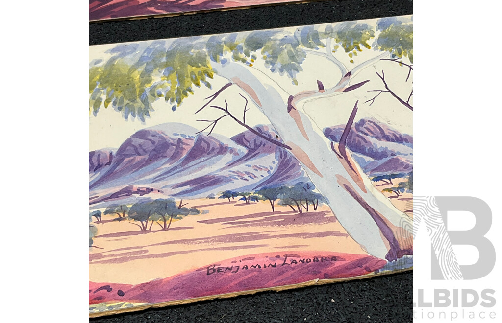 Collection of Painting and Prints of Australian Outback Ladscapes in Various Styles, Including Artists Walter Fratarinja, Oscar Namatiiva, Benjamin Landara and Others - Lot of 6