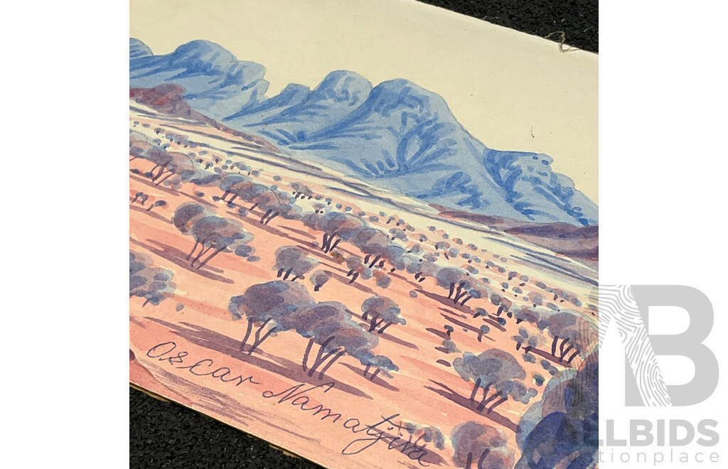 Collection of Painting and Prints of Australian Outback Ladscapes in Various Styles, Including Artists Walter Fratarinja, Oscar Namatiiva, Benjamin Landara and Others - Lot of 6