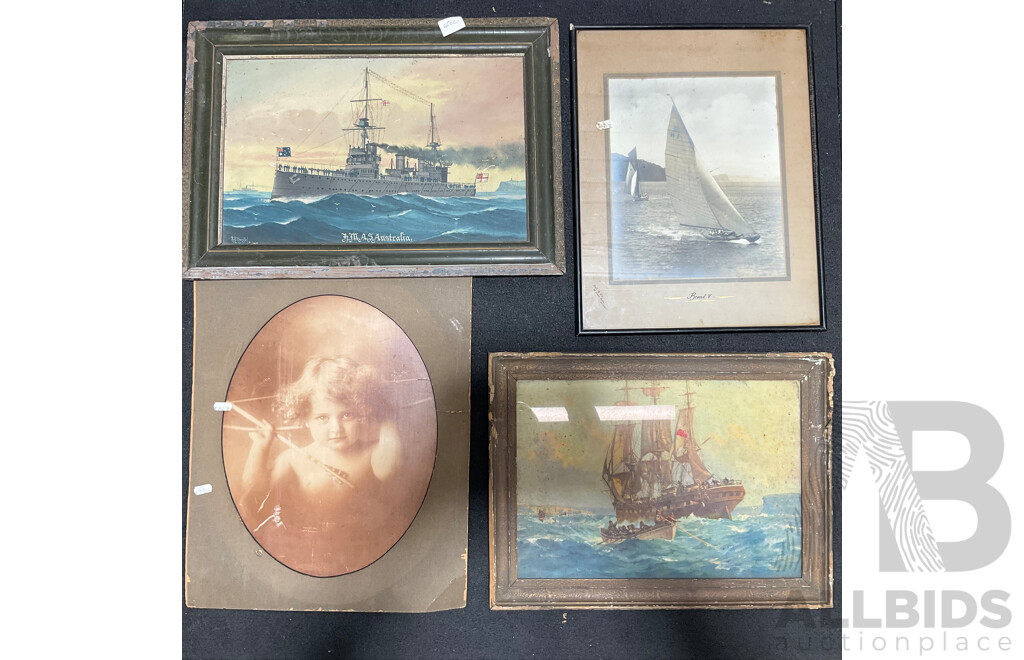 Collection of Painting and Prints of Nautical Themed in Various Styles, Including Artists R.A. BorsTel and Others - Lot of 4