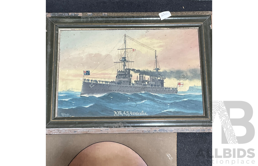 Collection of Painting and Prints of Nautical Themed in Various Styles, Including Artists R.A. BorsTel and Others - Lot of 4
