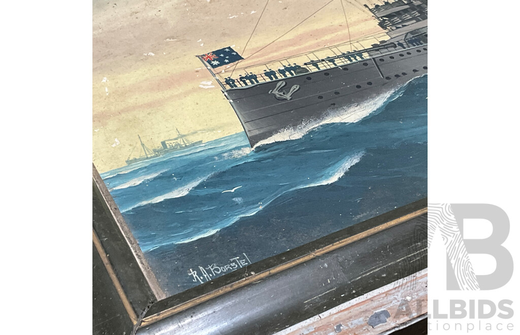 Collection of Painting and Prints of Nautical Themed in Various Styles, Including Artists R.A. BorsTel and Others - Lot of 4