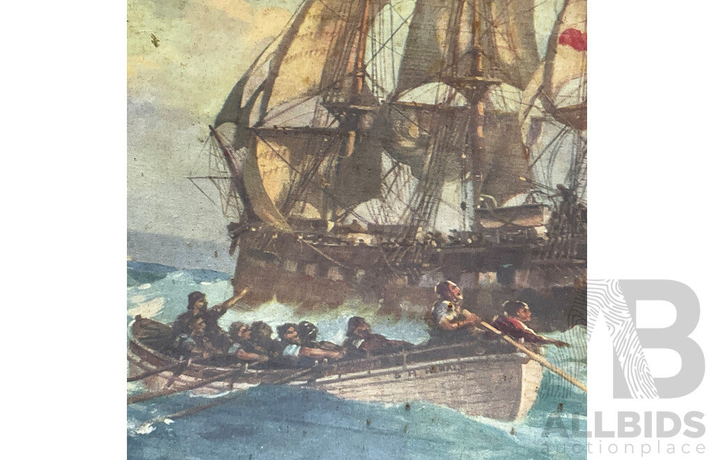 Collection of Painting and Prints of Nautical Themed in Various Styles, Including Artists R.A. BorsTel and Others - Lot of 4