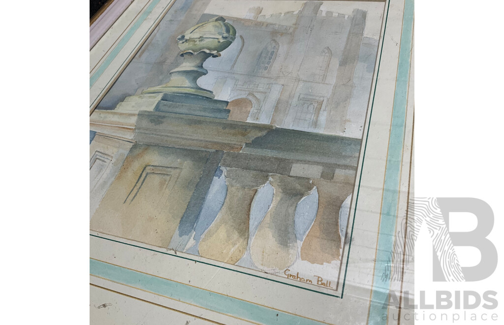 Collection of Painting and Prints of European Cityscapes in Various Styles, Including Artists Graham Ball, R. Ellison, Unk White, Lucien Delaurure and Others - Lot of 8