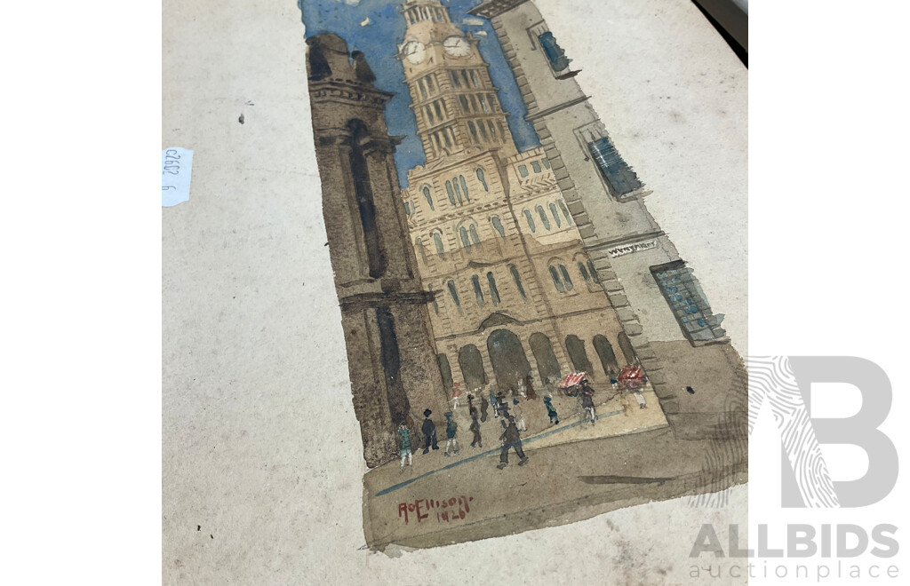 Collection of Painting and Prints of European Cityscapes in Various Styles, Including Artists Graham Ball, R. Ellison, Unk White, Lucien Delaurure and Others - Lot of 8