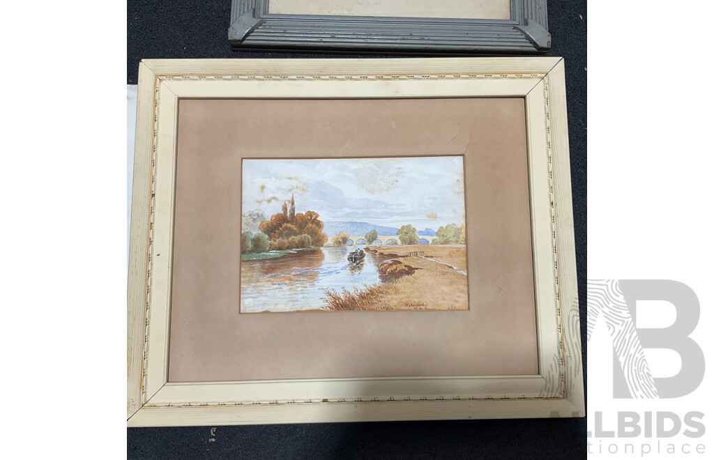 Collection of Painting and Prints of European Cityscapes in Various Styles, Including Artists Graham Ball, R. Ellison, Unk White, Lucien Delaurure and Others - Lot of 8
