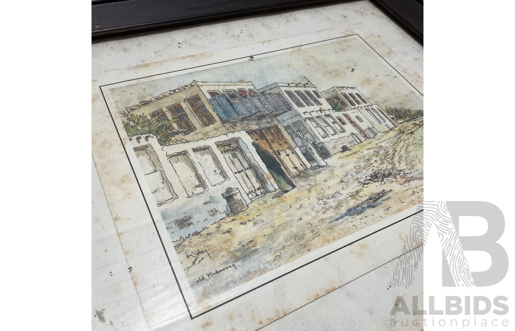 Collection of Painting and Prints of European Cityscapes in Various Styles, Including Artists Graham Ball, R. Ellison, Unk White, Lucien Delaurure and Others - Lot of 8
